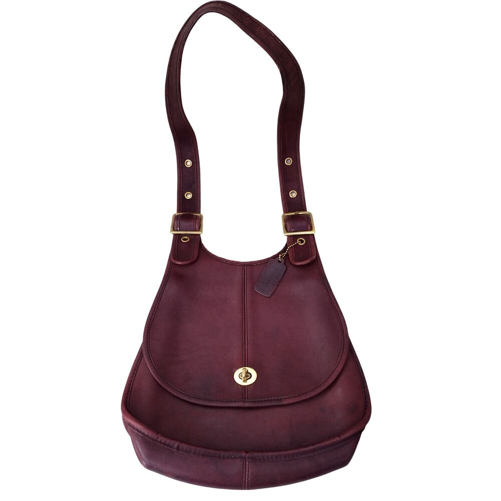 Coach Vintage 70s 80s NYC Era Deep Burgundy Leather Crescent Saddle Shoulder Bag